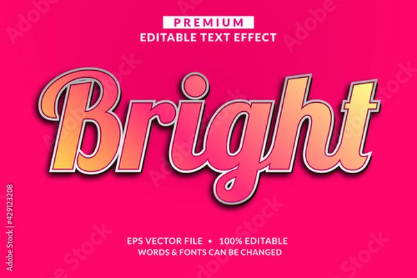 Fototapeta Bright, Premium Editable Text Effect Font Styes