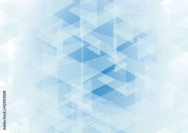 Obraz 青色の三角形で描かれた透明感のある抽象背景