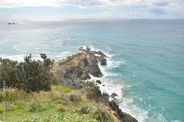 Fototapeta Waves crashing on the rocks, Byron Bay, Australia