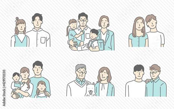 Fototapeta さまざまな家族の形のイメージイラスト素材