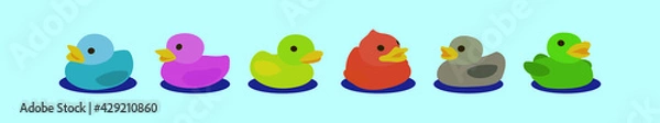 Fototapeta set of rubber duck cartoon icon design template with various models. vector illustration isolated on blue background