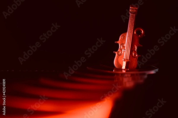 Fototapeta violin on red background