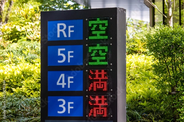 Obraz 駐車場の空車・満車の電光表示