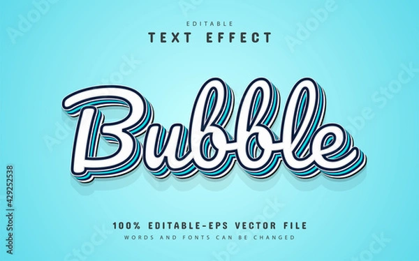 Fototapeta Bubble text, editable 3d text effect