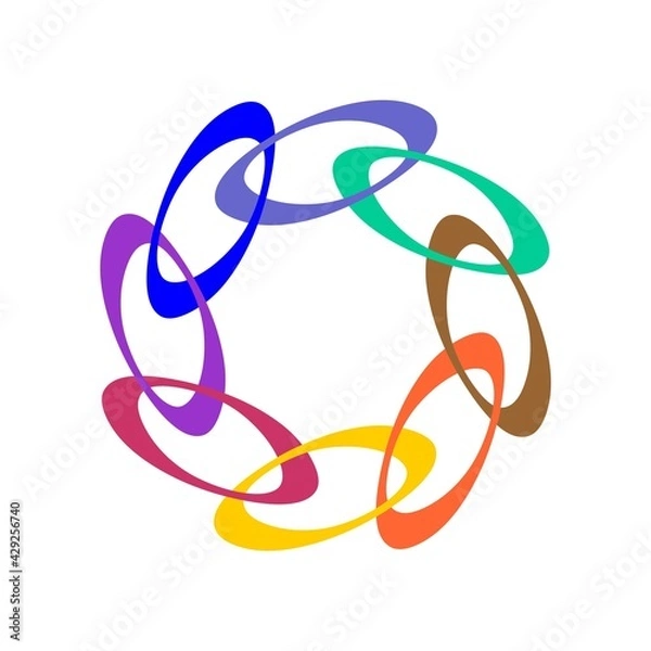 Fototapeta colorful overlapping chain simple flat design