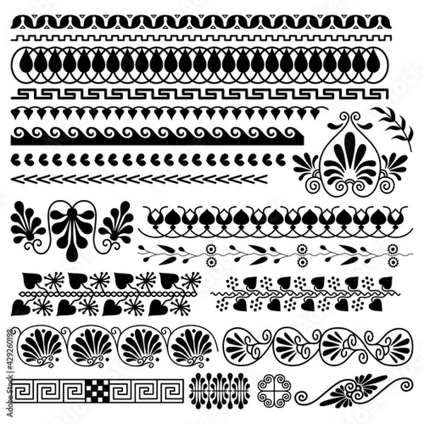 Obraz Greek patterns set on white background vector illustration