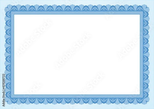 Fototapeta Certificate diploma template. Blue vector stock background texture. Changable outline and background colors. For schools, online cources, web design and achievments. Blue theme.