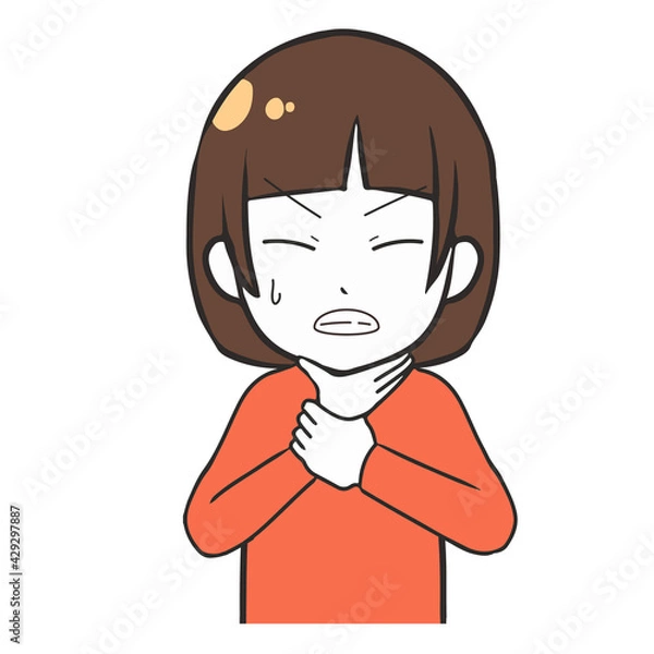 Fototapeta のどが詰まる　女の子