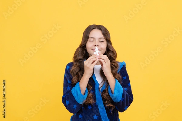 Fototapeta no addiction. against runny nose and allergy. best remedy. presenting useful nasal spray.