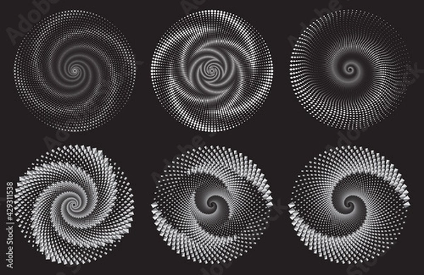 Fototapeta Dotted Halftone Vector Spiral Pattern or Texture. Tunnel