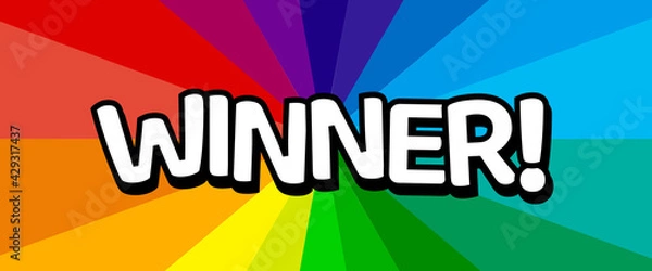 Fototapeta Winner on radial stripes background vector illustration.