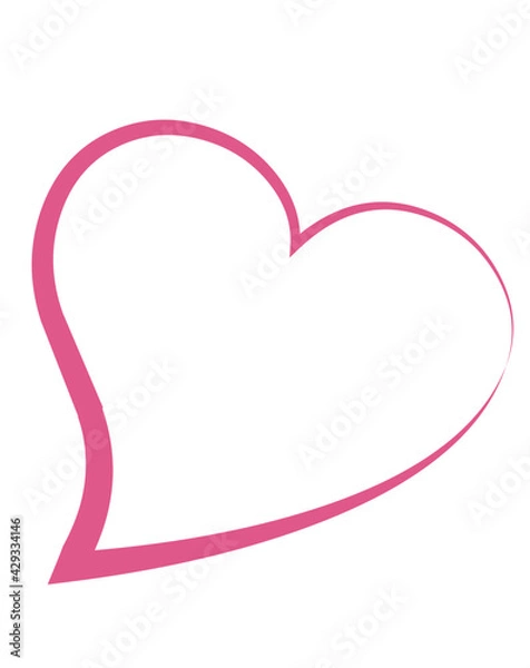 Obraz 斜めになった一筆書きの線画ハート