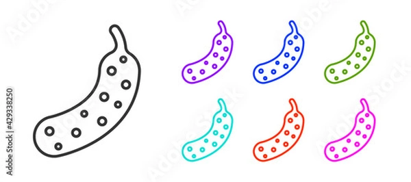 Fototapeta Black line Fresh cucumber icon isolated on white background. Set icons colorful. Vector