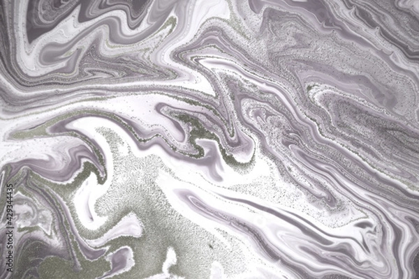 Fototapeta Beige and white marble texture. Liqued ink background.