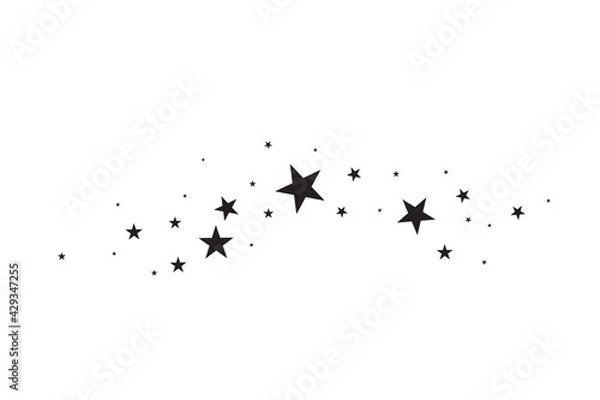 Fototapeta Stars on a white background. Black star shooting with an elegant star.Meteoroid, comet, asteroid, stars.