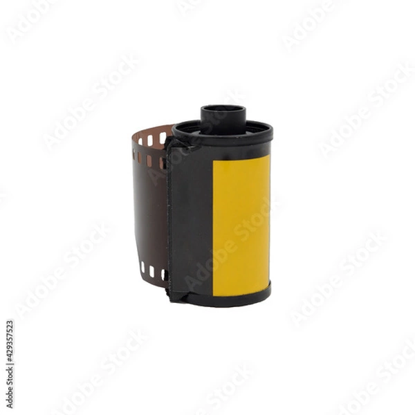 Fototapeta A roll of 135 film or 35 mm film for color prints isolated on white background with clipping path.