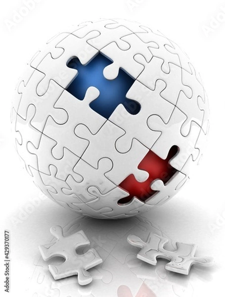 Obraz ball puzzle. 3d Render Illustration.
