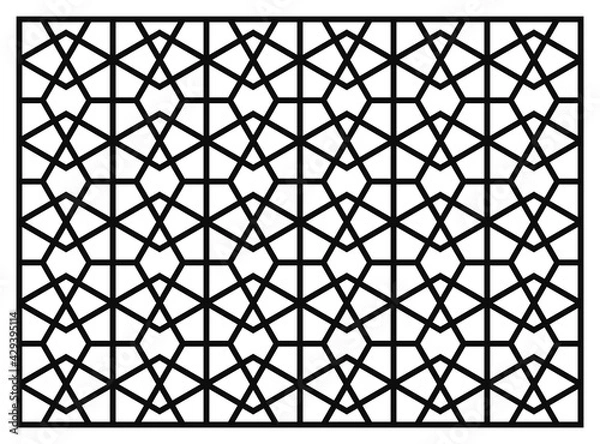 Obraz Laser Cutting Template. Decorative Panel. Middle Eastern Geometric Pattern.
