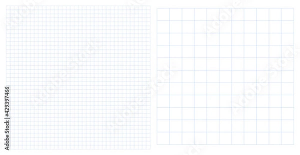 Obraz Set 2 dotted square line patterns vector illustration. Graph squared cage notebook sheet paper backgrounds in dotted. Lined empty notes, memo, reminder paper, to do list background. Mathematic texture