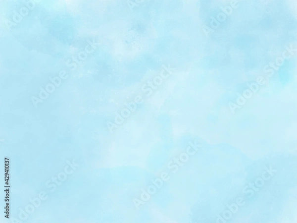Fototapeta 水彩画の青色のシンプルな壁紙、涼しげなイメージの背景、青空、水面