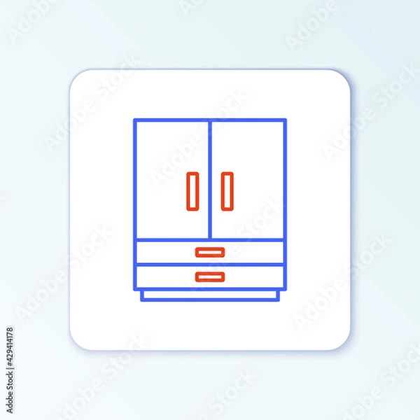 Fototapeta Line Wardrobe icon isolated on white background. Colorful outline concept. Vector
