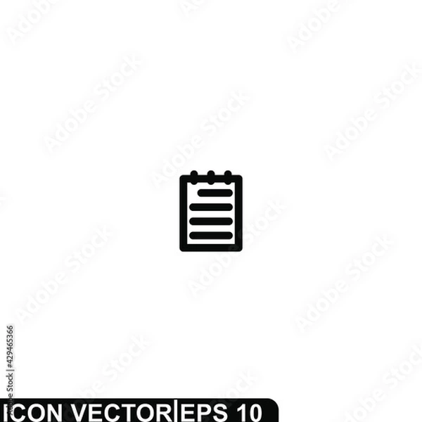 Fototapeta Simple Icon Note Vector Illustration Design. Outline Style, Black Solid Color.