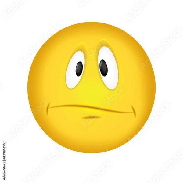 Obraz Sad emoticon. The upset face is yellow. Vector illustration