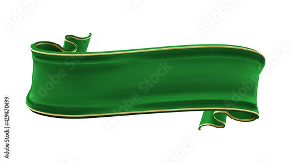 Obraz 3d rendering green ribbon for composition