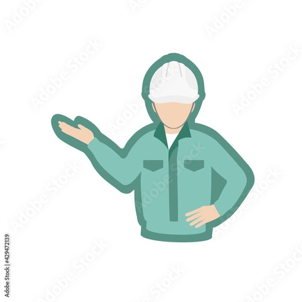 Fototapeta 人物　ヘルメット　案内