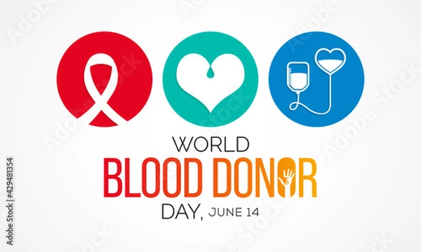Fototapeta World Blood donor day is observed each year on June 14, it is a voluntary procedure that can help save the lives of others. There are several types of blood donation helps meet different medical needs