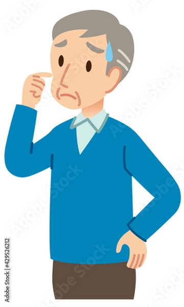 Fototapeta 高齢者男性　悩む　疑問