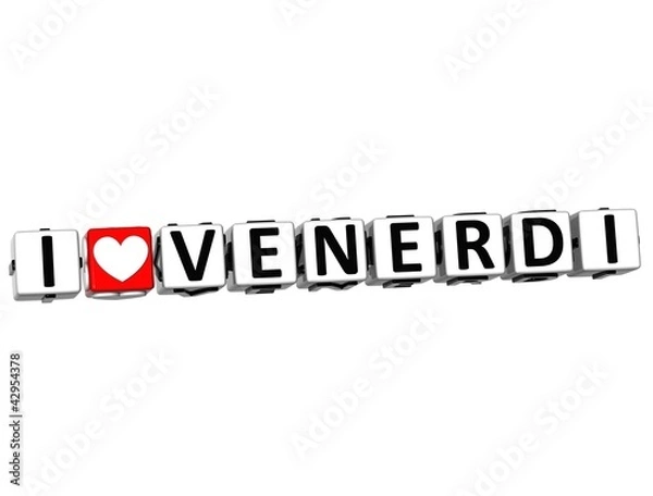 Obraz 3D I Love Friday In Italian Language Button Click Block Text