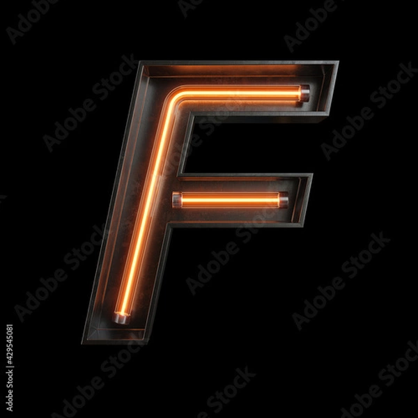 Fototapeta Neon Light Alphabet F with clipping path