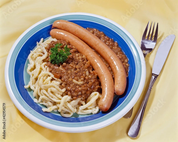 Obraz Linsen mit Spätzle