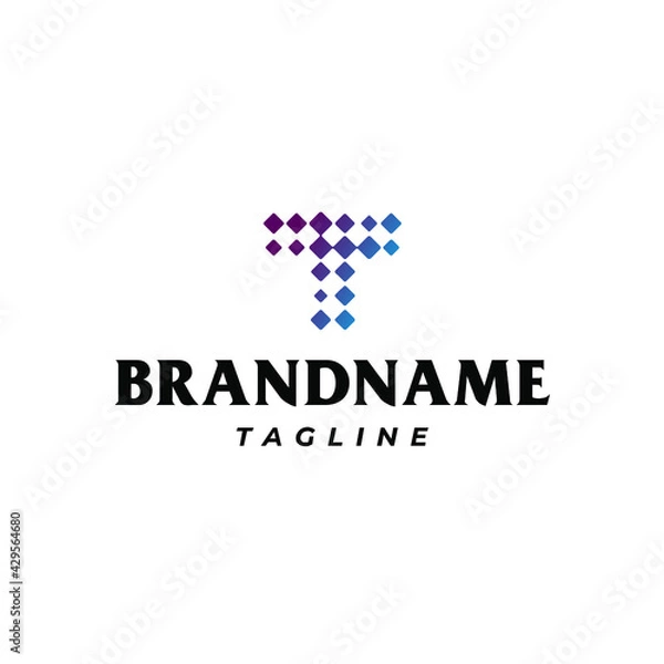 Obraz Modern Pixel data letter T Logo