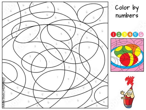 Fototapeta Easter eggs. Color by numbers. Coloring book