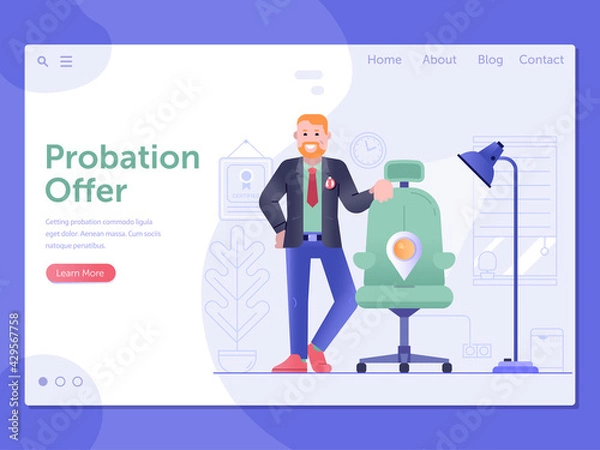 Fototapeta Probation Job Offer Web Landing Page Banner