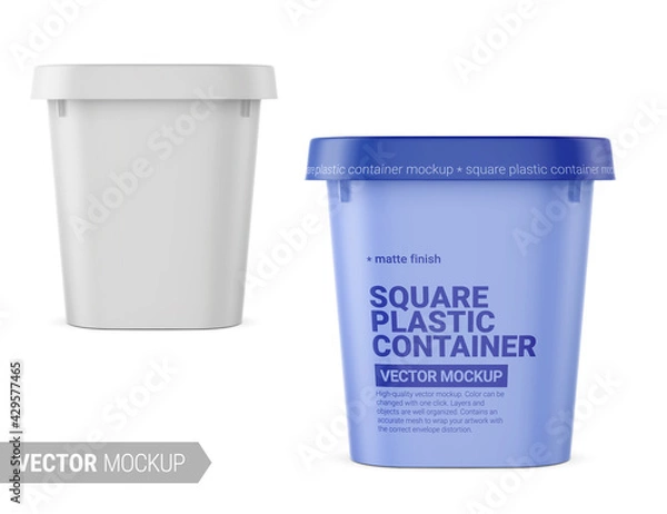 Obraz White matte plastic container mockup. Vector illustration.