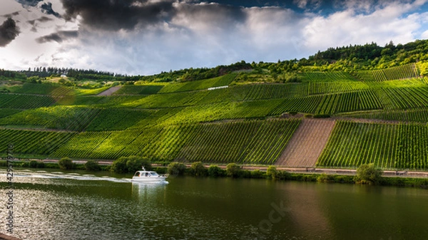 Obraz landscape with river and clouds