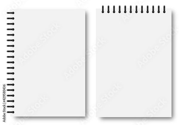 Fototapeta Blank sheets of paper in the style of a shadow notepad layout. Vector graphics