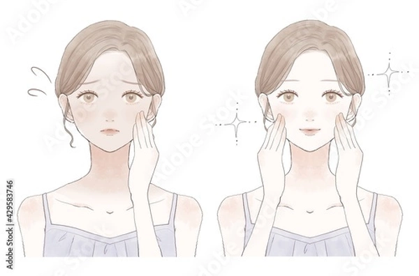 Obraz 女性　くすみ　ビフォーアフター