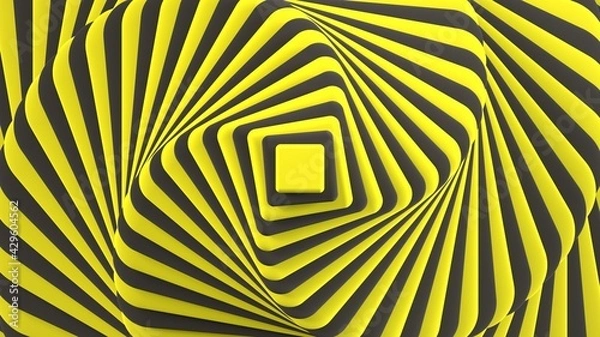 Fototapeta 3d render background wallpaper yellow swirling pattern composition black and yellow light