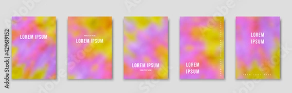 Fototapeta Set of cover templates. Hand painted psychedelic tie dye blurred background. Vector illustrations for flyers, posters and placards design