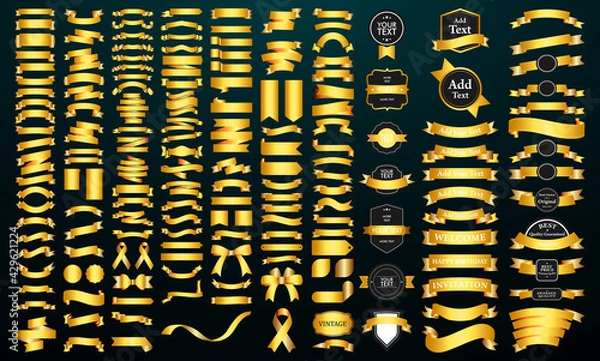 Fototapeta Beautiful Ribbons, Tags and Bows Collection Set Vector Design Eps 10