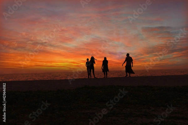 Obraz The sunset on Sri Lanka beach