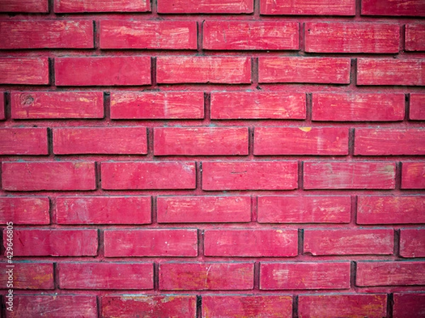 Obraz Red brick wall background with vignette effect