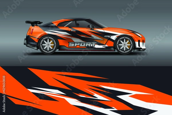 Fototapeta Decal Car Wrap Design Vector. Graphic Abstract Stripe Racing Background For Vehicle, Race car, Rally, Drift . Ready Print File
