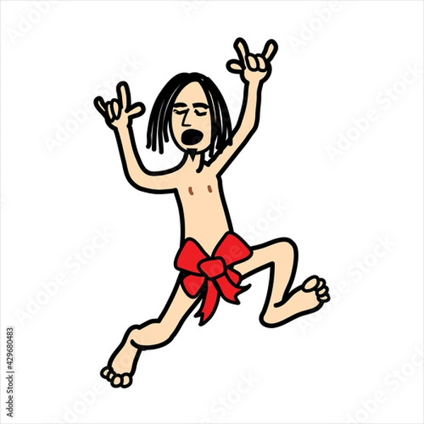 Fototapeta Party streaker, angry abominable snowman, and aliens with 2 heads one eye each in a spaceship