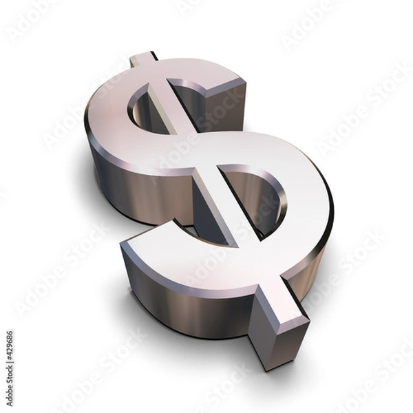 Fototapeta 3d chrome dollar symbol