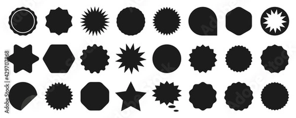 Obraz Set of sale sticker, price tag, starburst, quality mark, sunburst badges, retro stars. Flat vector design elements. Starburst speech bubbles or attention grabber set